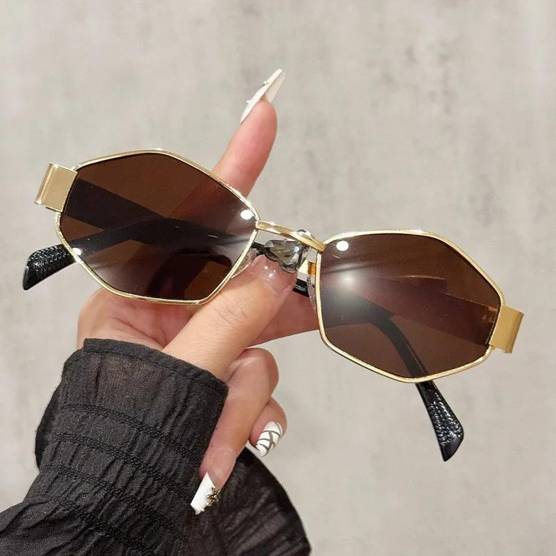 Fashion Polygonal Women Sunglasses  Vintage Brand Rhombus Ladies Sun glasses Shades Unique Metal Frame Punk Eyewear Men