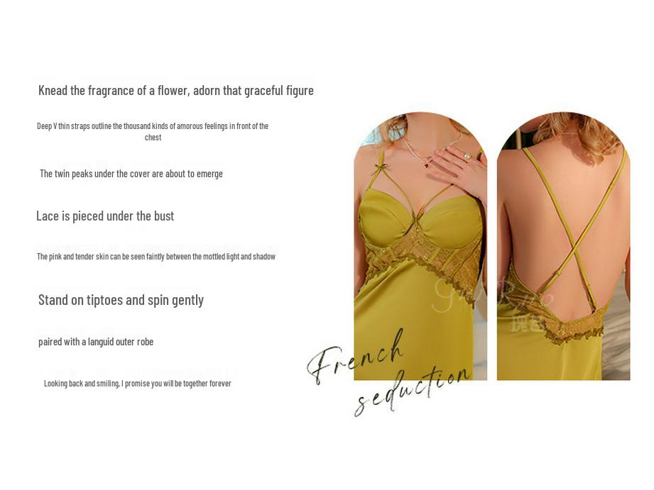 Gorgeous Backless Satin Nightgown and Outer Robe Set for Women - Summer Casual, Breathable Homewear 