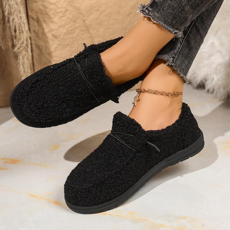 Warm Cotton Shoes 2025 Winter New Elastic Band Plus-size Flat Slip-over Women's Shoes