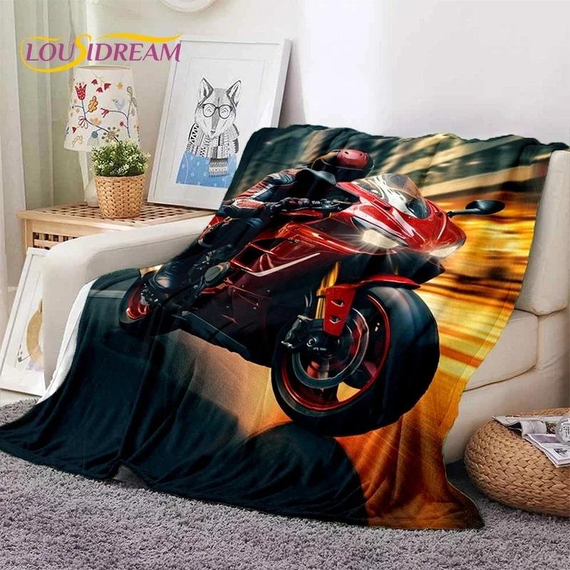 Motocross Modern retro Motorcycle Soft Flannel Blanket for Bed Bedroom Sofa Picnic,Throw Blanket for Cover Outdoors Leisure Gift