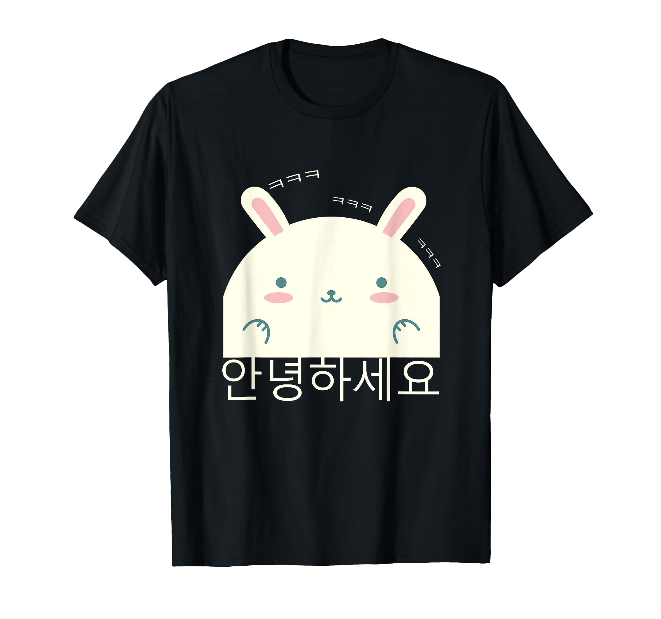 

Аньёнхасэйо Смеющийся Милый Кролик Хангыль Корейский Алфавит Футболка чёрный