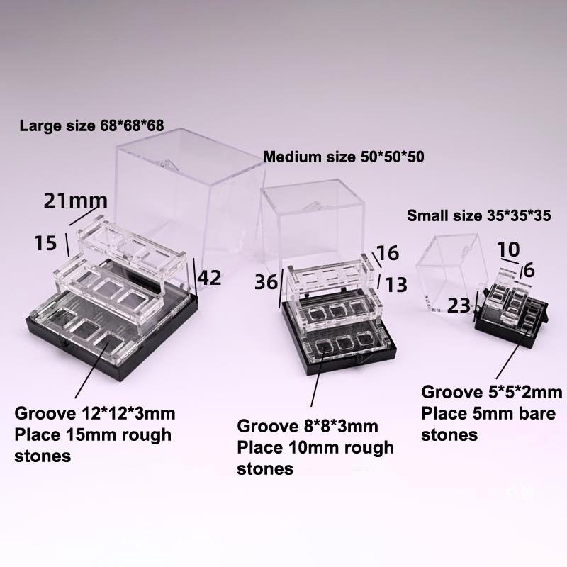 Small Acrylic Three Layer Raw Stone Storage Box Loose Stone Crystal Stone Storage Box Mineral Display Box Acrylic Display Rack