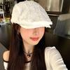 American retro plaid forward cap for women, autumn and winter, face-slimming duckbill cap, niche artistic versatile newsboy painter hat