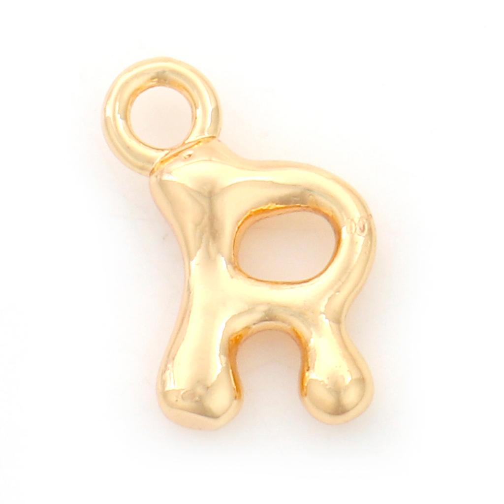 3 Piece Brass Charms 18K Real Gold Plated Capital Alphabet/ Letter Message " A-Z " Pendant Accessories DIY Personalized Jewelry