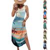 Women's Casual Loose Fit Sleeveless Maxi Dress Hawaiian Print Summer Beach Dress Side Slit Long Dress Lightweight Comfortable