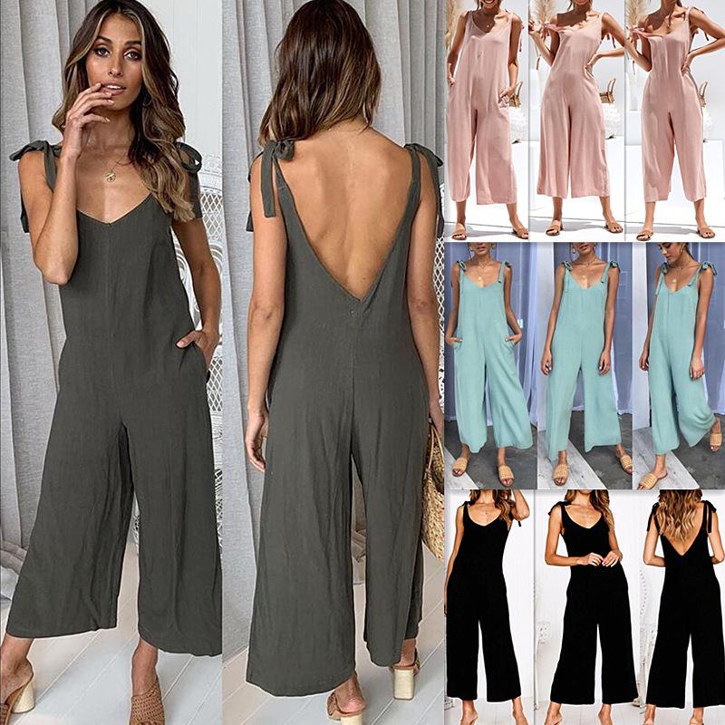 Fseason-Women Pure Colour Falbala High Waist Fashion Summer Jumpsuit Romper Fseason-Women Pure Colour Falbala High Waist Fashion Summer Jumpsuit Romper