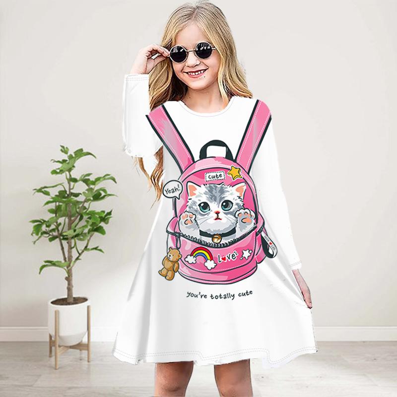 

Повседневное платье для девочек с 3D-принтом и круглым вырезом, с длинными рукавами, детское платье принцессы 180 розовый