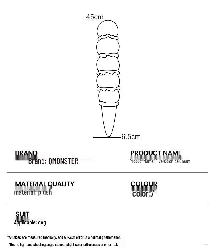 QMonster Dog Ice Cream Sound Toy - Colorful, Slow Rebound, Stress Relief