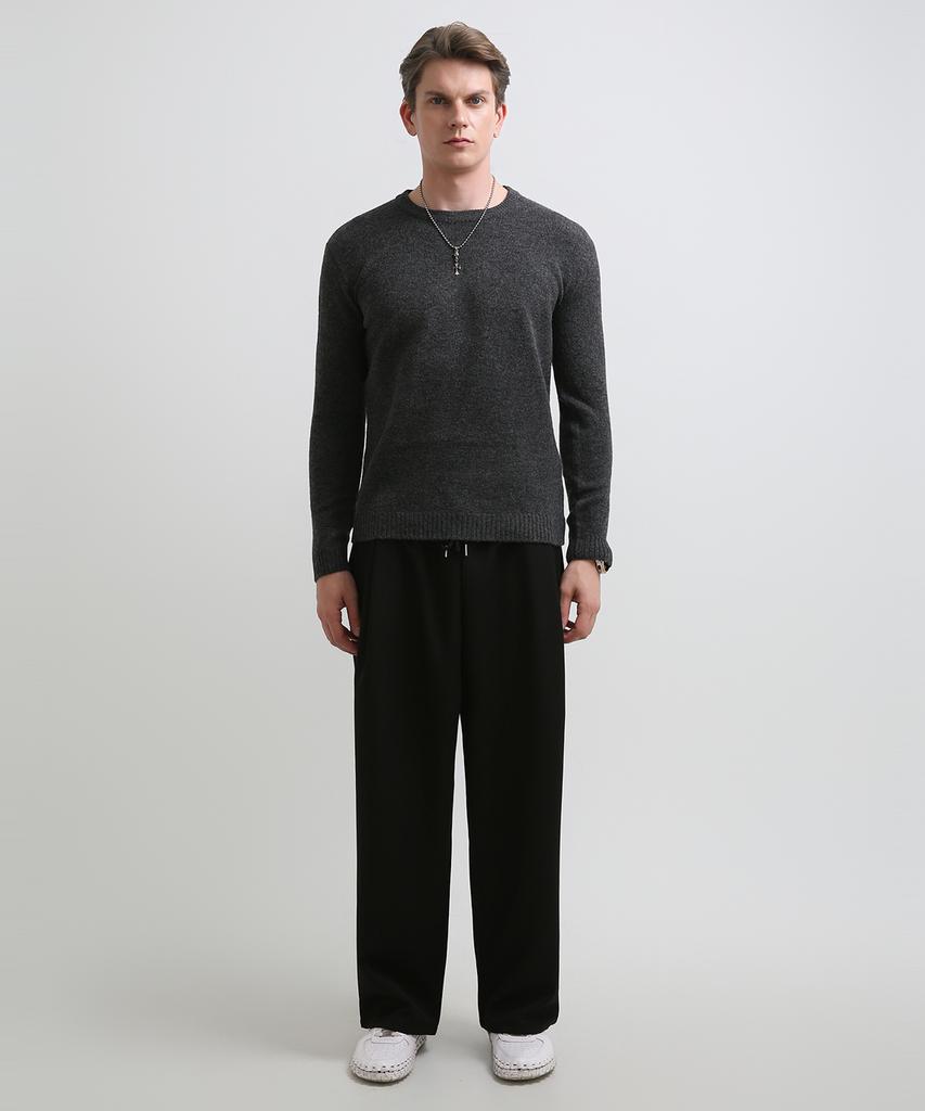 Seuteulaikeu Fine Blend Classic Crew Neck Knit (Charcoal)