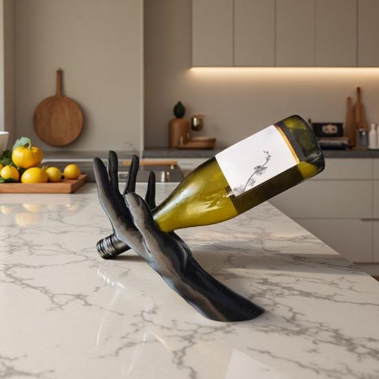 Hand Illusion Wine Bottle Holder Hand Shaped Beer Bottle Display Stand Organizer Rack Home Kitchen Bar Dining Table Desktop Decoration