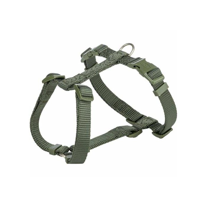 Harnais pour chien - TRIXIE - S-M - 42-60 cm - 15 mm - Vert olive - Réglable - Sangle plate - Boucle - Nylon