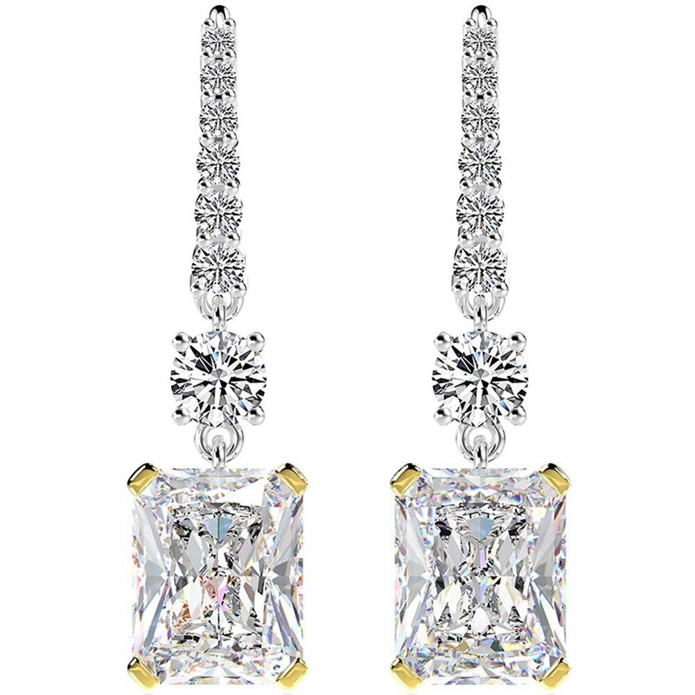 

Женские серьги-подвески из стерлингового серебра 925 пробы с муассанитом и бриллиантами, 3ex 8 карат, необычные желтые сапфиры и бриллианты