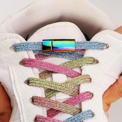 Regenbogen Magnetverschluss Schnürsenkel Elastische Schnürsenkel Sneaker ohne Schnürsenkel Kinder Erwachsene Glitzer Ballerinas Schnürsenkel ohne Binden Schuhzubehör