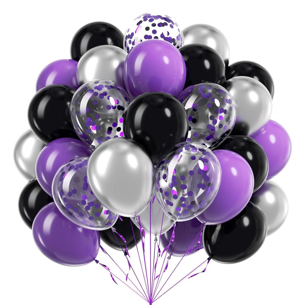 12inch 60pcs multi-color latex balloon set with confetti, suitable for weddings, birthdays, pop parties, bridal showers