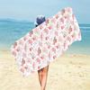 Pink Bow 2D Flat Printed Peach Skin Beach Towel Kawaii Fruit Bath Towel Summer Seaside Vacation Sand Free Travel Blanket Mat