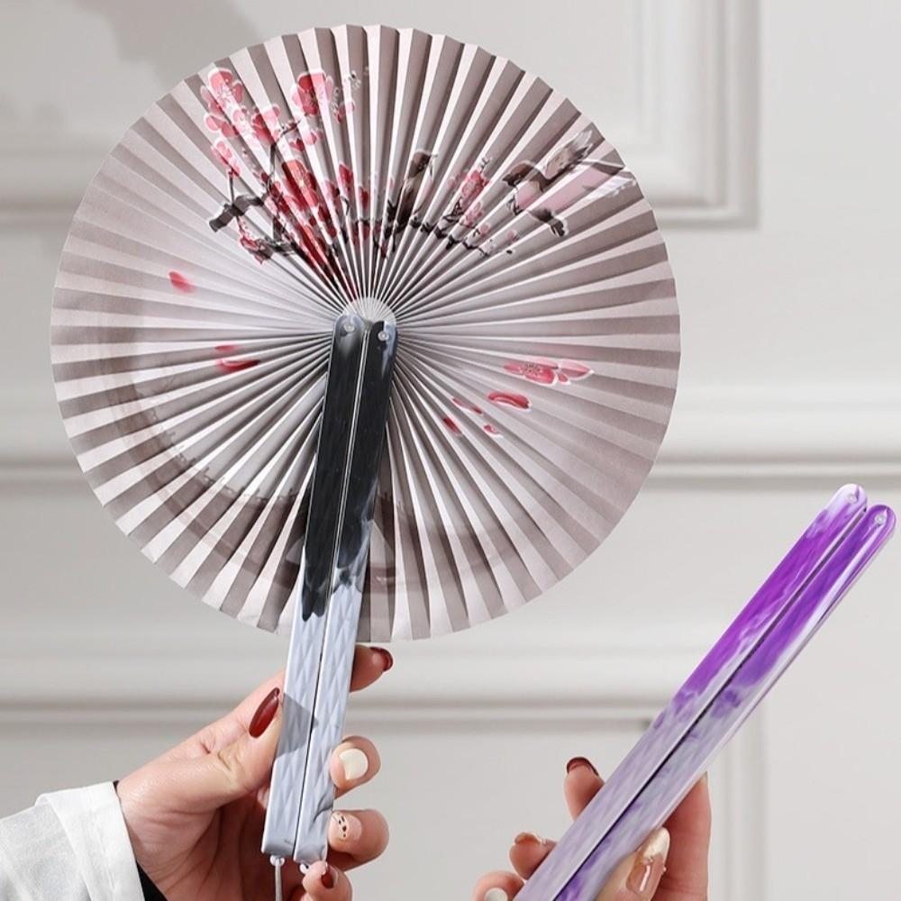 with Tassel Chinese-Style Shell Fan Magnetic Plastic Handle Retro Handheld Fan Home Decoration