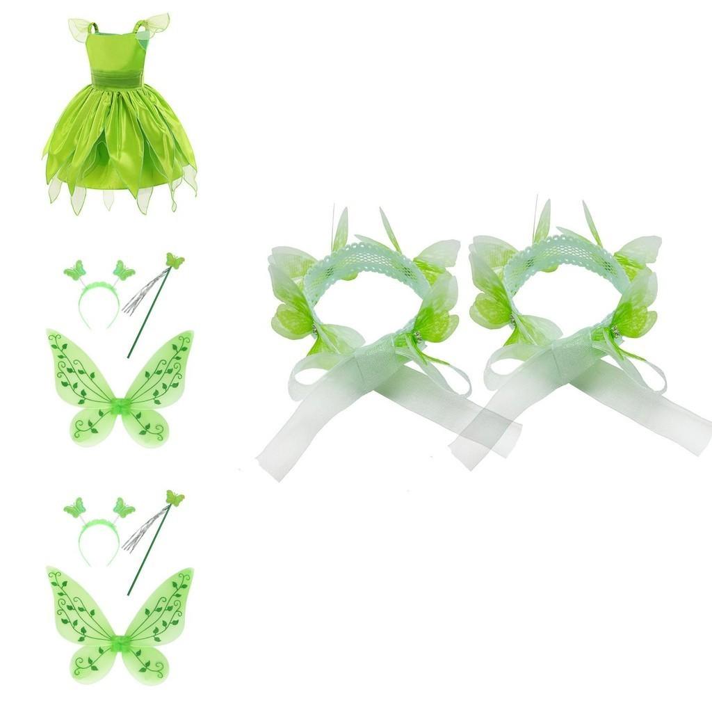 Costume da Fata dei Fiori Verdi Campanellino Tessuto in Fibra di Poliestere Ideale Per la Festa dei Bambini Halloween Giochi di Ruolo