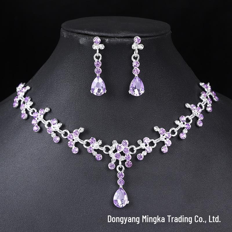 Elegant Bridal Jewelry Set: Crystal Earrings & Necklace for Weddings