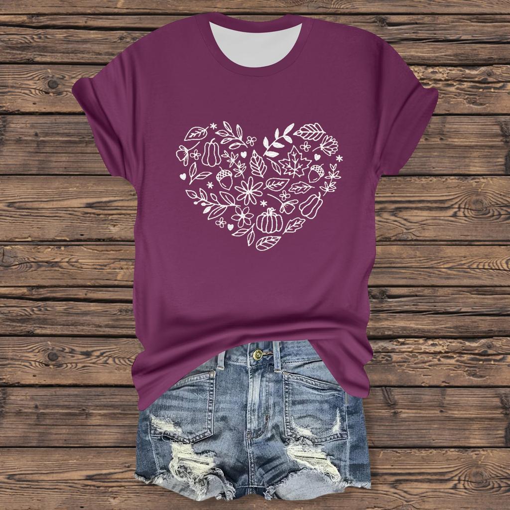 Lässiges bedrucktes T-Shirt für Damen, Rundhalsausschnitt, Pullover, kurzärmelig