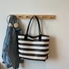 Striped Tote Bag Woven Large Capacity Shoulder Women's Bag Lazy Wind Light Vacation Bag Shopping Bag Women