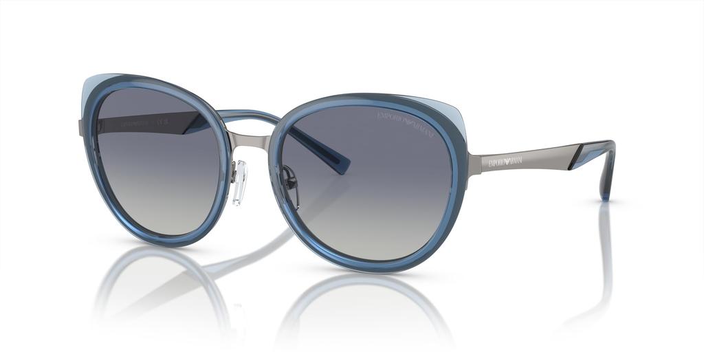 Emporio Armani Shiny Sunglasses Size 53 Women's Gunmetal/Blue EA2146,