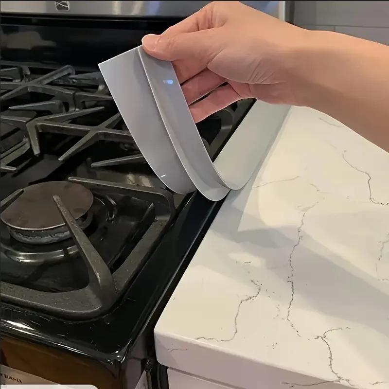 1 buc. Acoperitor de spațiu pentru plită siliconic, Bandă de etanșare rezistentă la ulei și pete, Îmbinare spațiu blat birou