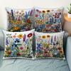 1/4pcs Floral Embroidered Pillowcases with Colorful Flowers Sofa Cushion Cover Home Bedroom Room Decoration