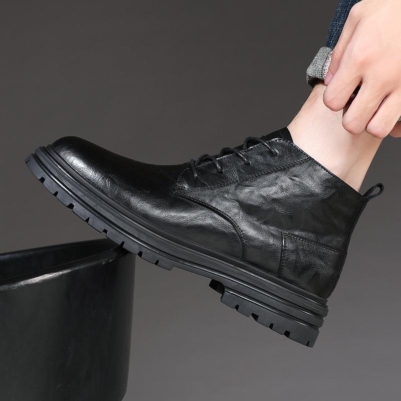 Fashion Black Men's Boots High Quality Minimalist British Style Outdoor Leisure Business Party Wedding Comfortable Motorcycle Shoes Hot