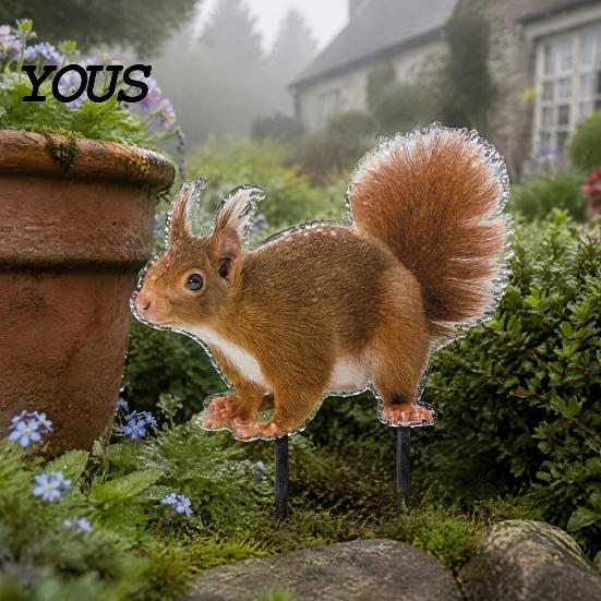Buiten Tuinpaaltjes voor Gazon Realistische Eekhoornpaal, 2D Platte Acryl Tuin Kunstpaal Schattig Ornament Terras Pad Decoratie Levendige Vorm Decoratie