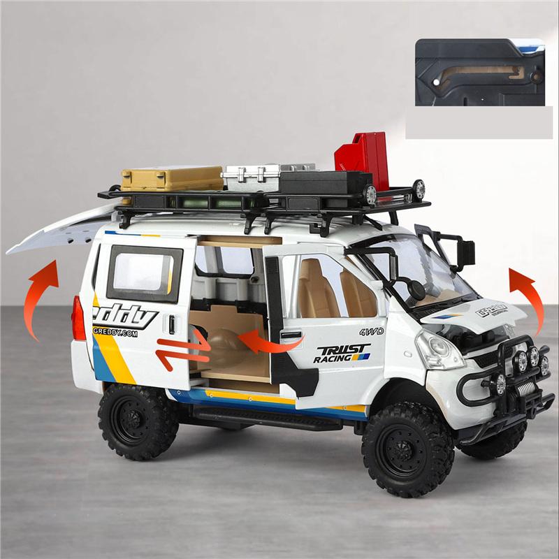 Wuling Offroad-Version LKW-Modell im Maßstab 1:24 aus Metallguss, modifiziertes Geländefahrzeug mit Sound und Licht, Geschenk für Kinder