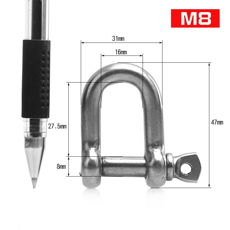304 Stainless Steel Bow Shackle - Tow Hook, Marine Rope Ring, Chain Lifting Rigging Connector