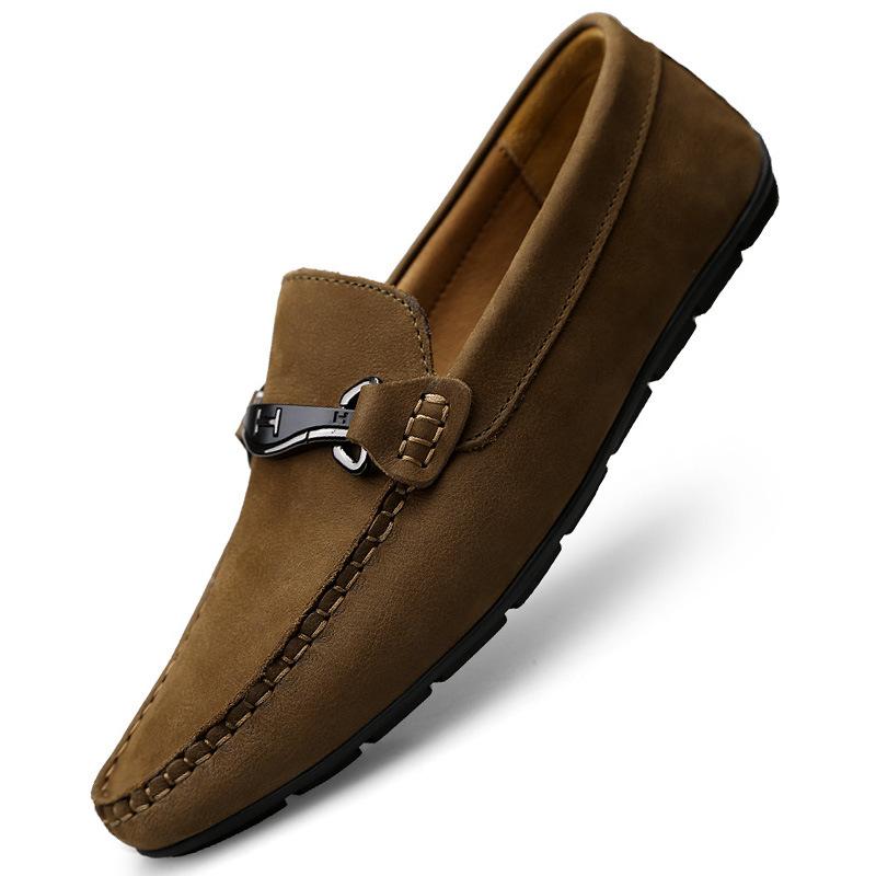 

Мужские туфли дуду, дышащие повседневные кожаные туфли, туфли для вождения с одной педалью, мягкие кожаные туфли на мягкой подошве и легкие мужские туфли 46 хаки