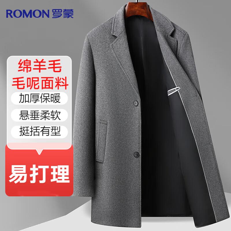 ROMON Men's Mid-length Wool Blend Overcoat