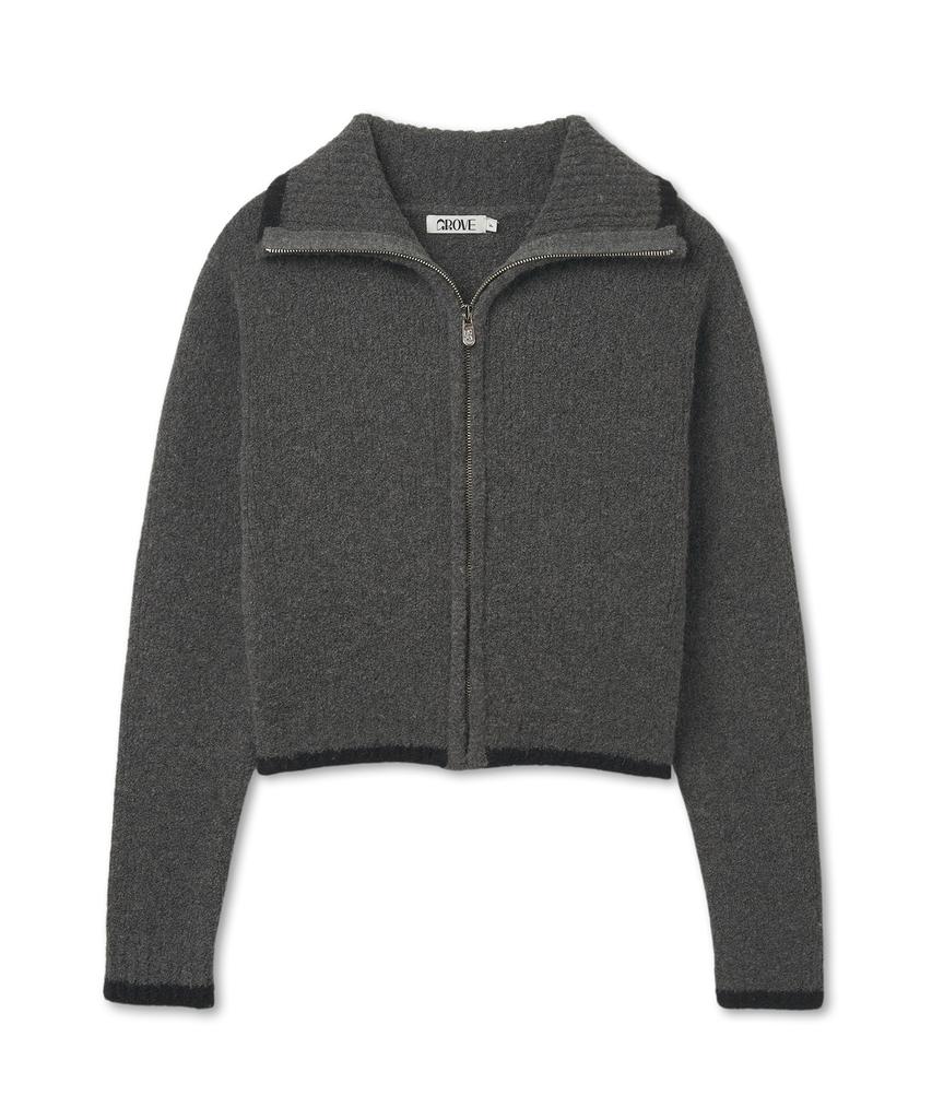 GROVE Grvr Sports_Knit Zip-Up_Charcoal