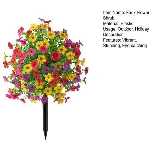 22" Artificial Violet Flower Topiary Ball Tree, UV Resistant Fake Bushes Shrubs with Ground Spike, Plastic Realistic Fake Plants for Porch, Garden,