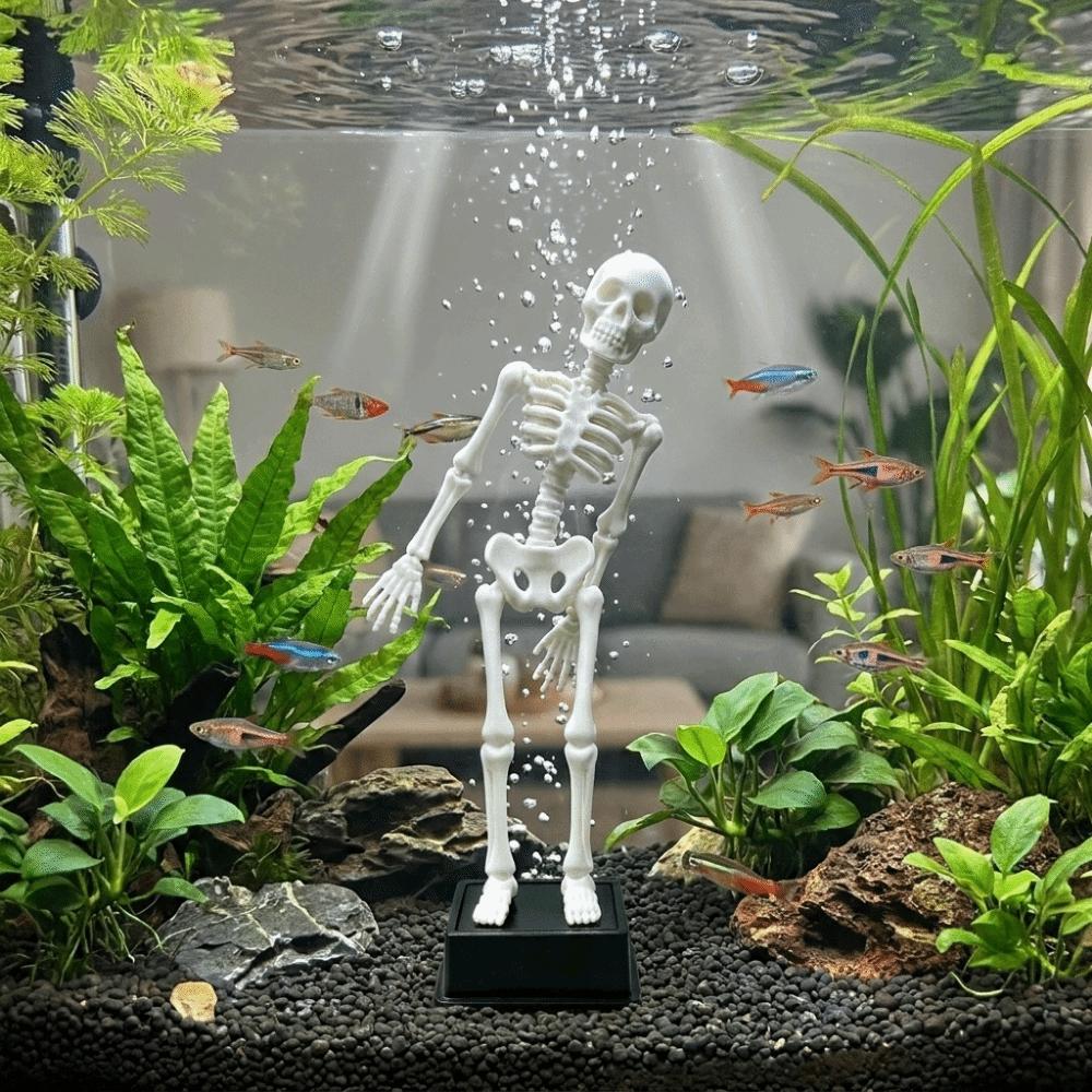 3D Printed Dancing Skeleton Aquarium Bubbler Gothic Fish Tank Bubbler Skull Ornament  Underwater
