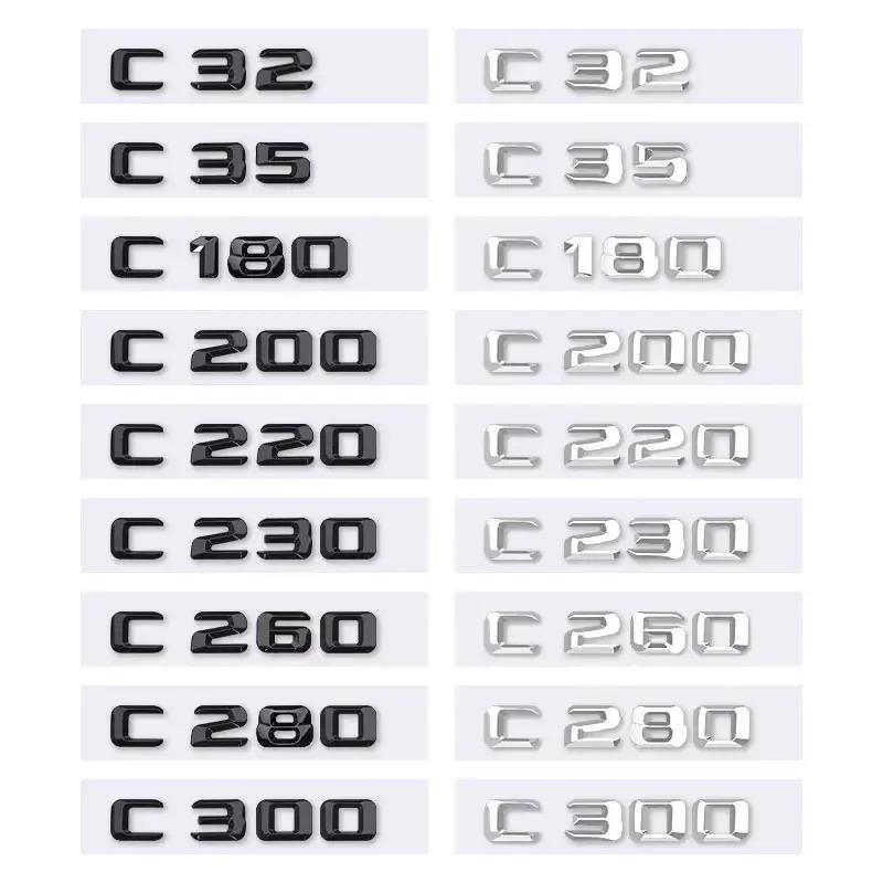 C32 C35 C180 C200 C220 C230 C260 C280 C300 Logo Car Stickers for Mercedes Benz C Class Refit Rear Boot Trunk Displacement Label WX4