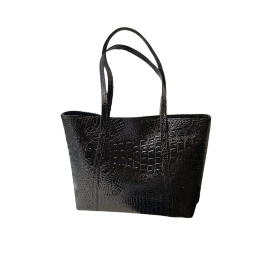 

PU Leather Female Shoulder Bag Crocodile Pattern Armpit Tote Bag Fashion Women Handbag Travel чёрный