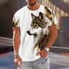 Summer Men Clothes Short Sleeve Round Neck Tops T Shirt 3D Digital Print Wolf Pattern Hip Hop Tops T Shirt