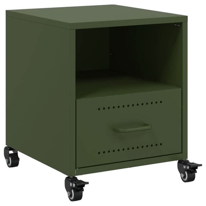 VidaXL Olive Green Bedside Table 36x39x43.5 Cm Steel, Cabinet, Bedroom Furniture, Phone Holder, Cabinet 846712
