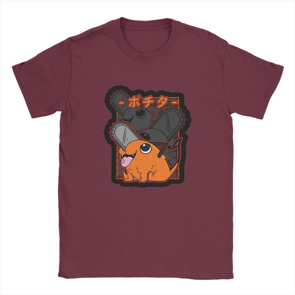 Kettensägenmann Pochita T-Shirt Harajuku T-Shirts Kurzarm Y2K Lustige Oberteile Sommer 100% Baumwolle Rundhals Oversize Kleidung