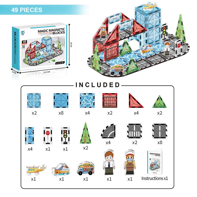 Digou Ice & Snow Park Diamond Pattern Magnetic Building Blocks for Kids