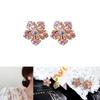 Floral Zircon Silver Needle Earrings With Rose Design For Elegant Women