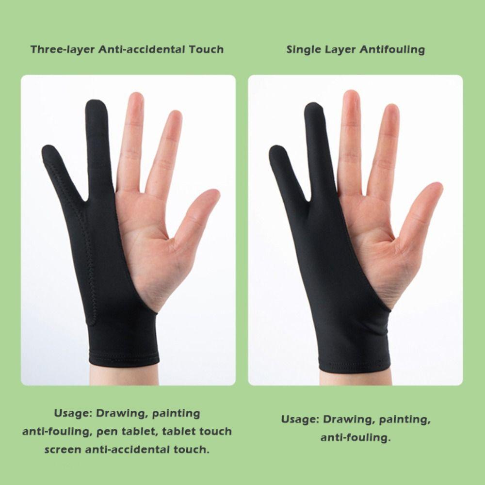 1pcs 1/2 Fingers Drawing Gloves Anti-fouling Anti Accidental Touch Gloves  Screen Board