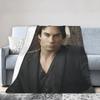Damon Salvatore The Vampire Diaries Blanket Fleece Summer Ian Somerhalder Thin Throw Blanket for Home Travel Rug Piece