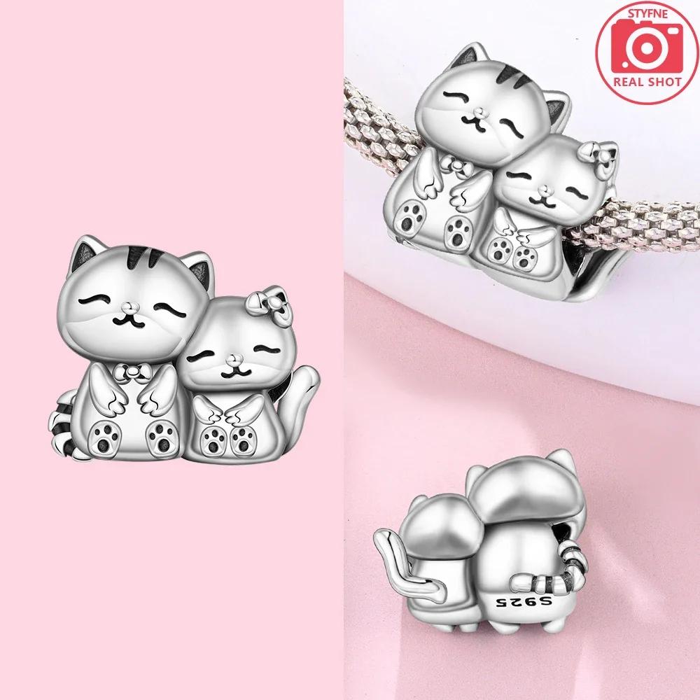 

Девушка Оригинальные Два Металлических Милых Кота Черные Бусины Подходящий Браслет Шармы Сделай Сам Подарок Аксессуар Изготовление Ожерелье Элегантный Мода Красивый Прекрасный