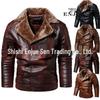 2022 Men's PU Leather Jacket with Asymmetrical Zipper and Velvet Suit Collar