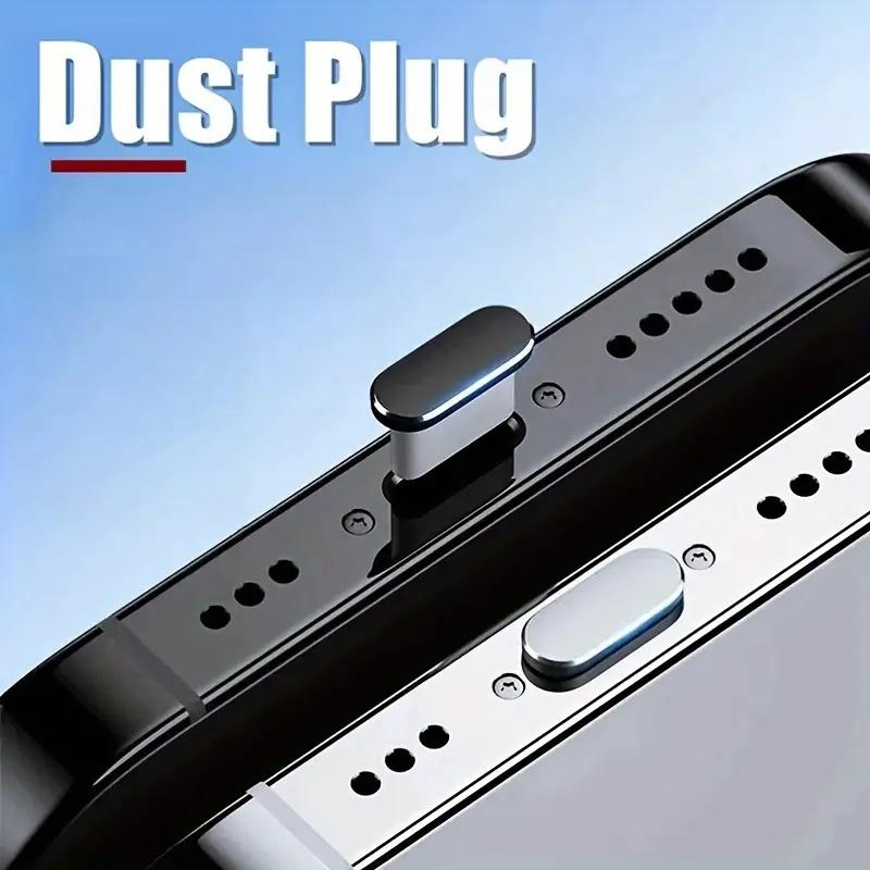1pc Colorful Metal Anti-Dust Plug for Type-C Charging Port & 1pc 3.5mm Earphone Jack Dust Plug