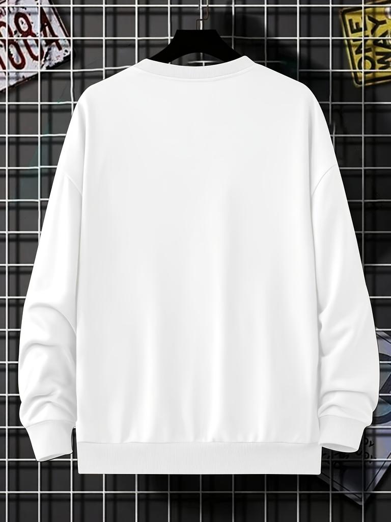 Men'S Stylish Creative Design Sweatshirt Featuring Racing Letters, Perfect for Casual Wear And Commuting with a Versatile Long-Sleeve Round Neck
