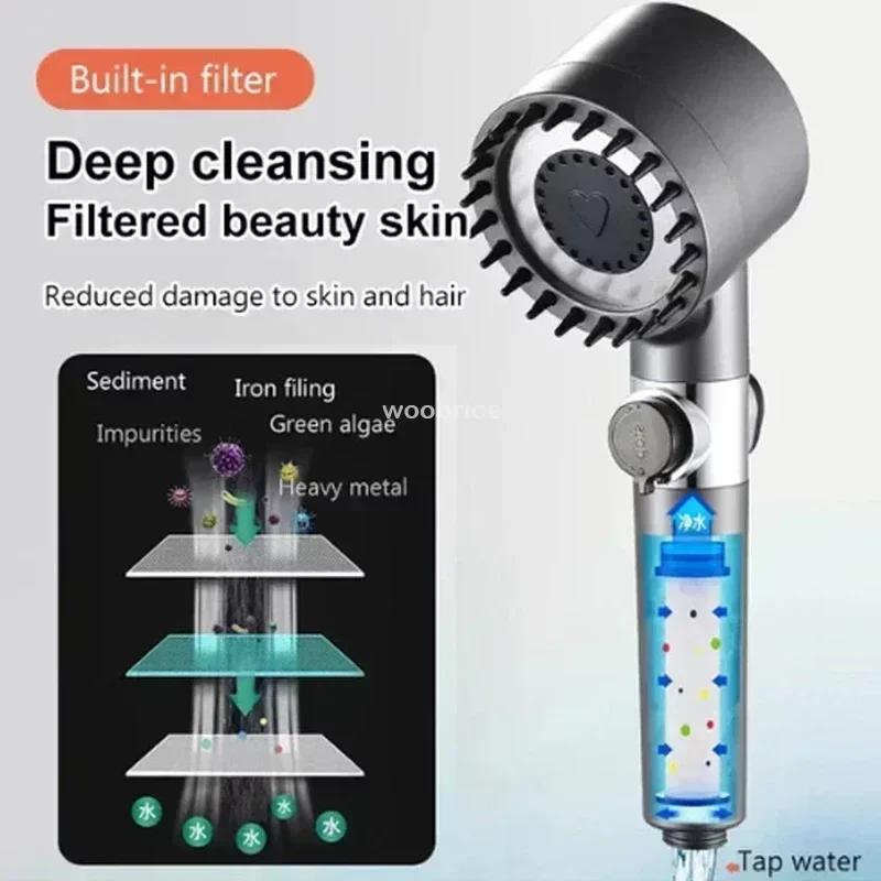 Strong Current Shower Head Powerful High Pressure Shower Head Adjustable Spray Massage Rain Faucet Shower Set Bathroom